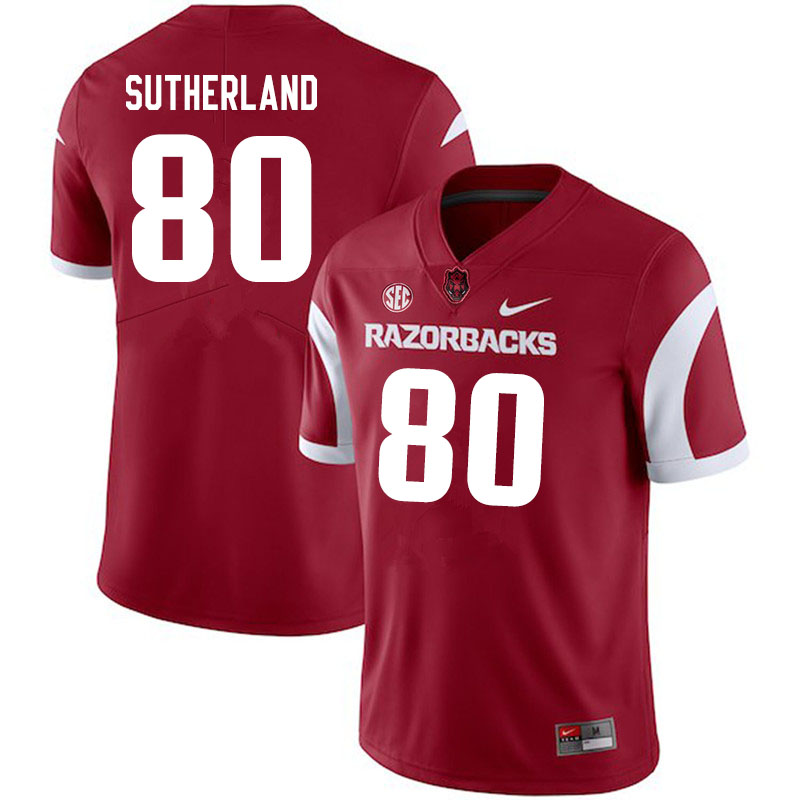 Men #80 Collin Sutherland Arkansas Razorbacks College Football Jerseys Sale-Cardinal